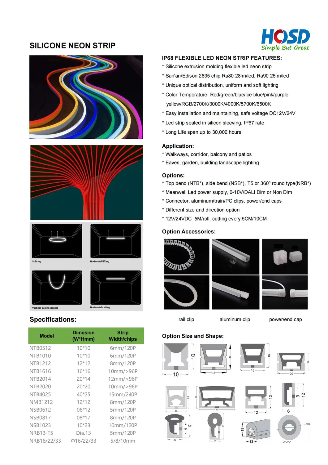 LED Neon Strip Dimensions