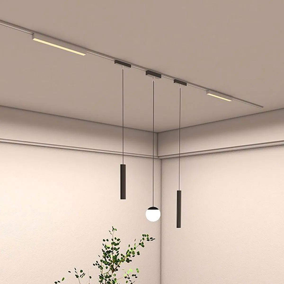 Tuya Bluetooth 2.4G Smart Surface Magnet Track Linear Chandelier Pendant Lamp DC48V Slim Woven Belt LED Ceiling Magnetic Light