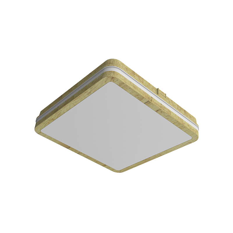 Square White Black Walnut Wood Outdoor Luz LED Ceiling Light Motion Sensor