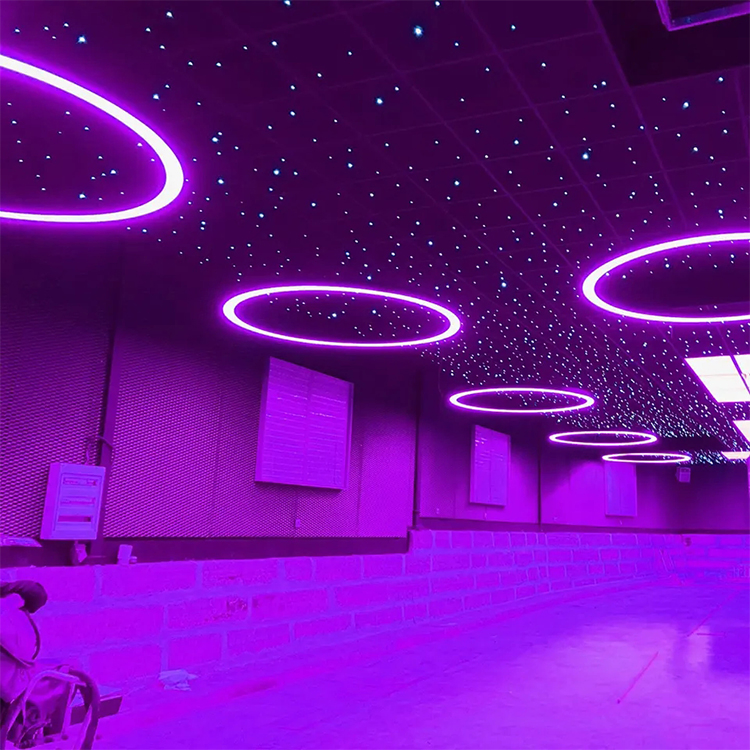 Hot Sale Modern Design Linear Aluminum Office LED Batten up and Down Adjustable Ring LED Pendant Light with RGBW Color for Gym