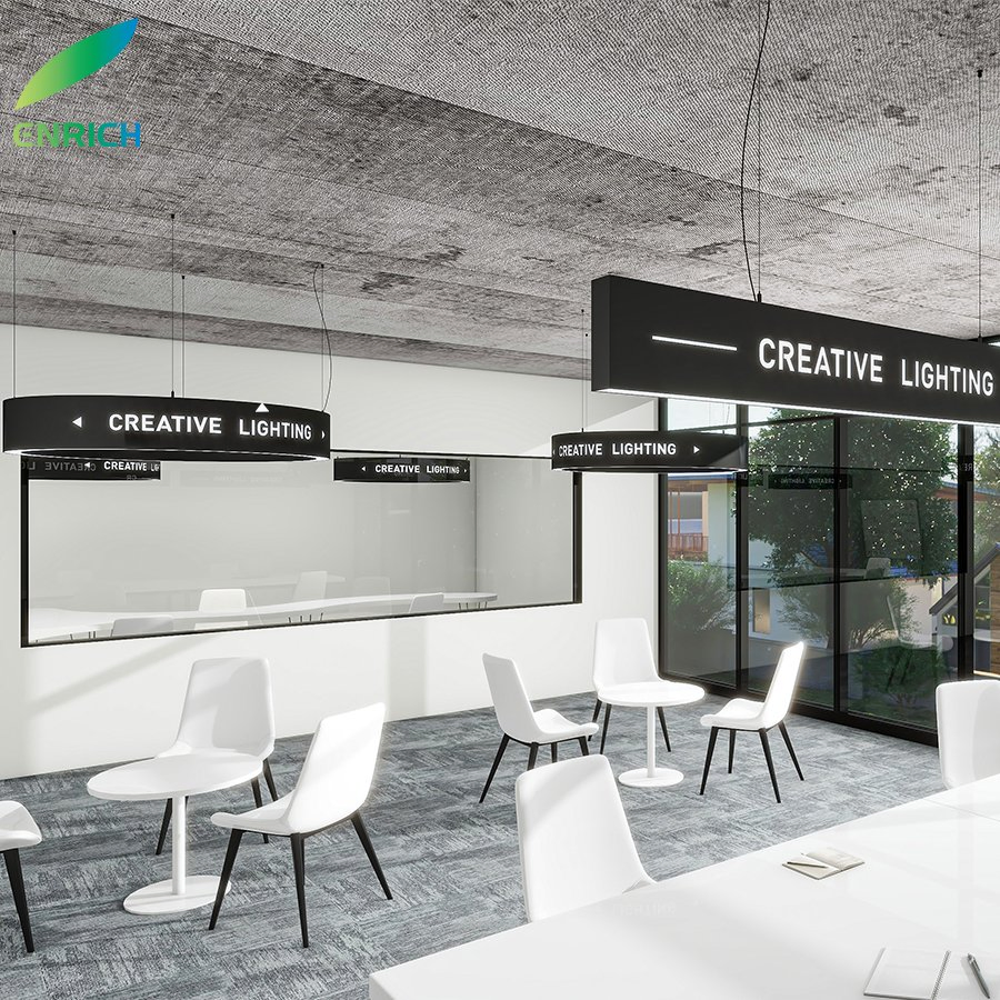 Modern Lamp Living Room Hotel Circle Hanging Pendant Light Design 60200 Series Engraved Logo Letters Round LED Chandelier