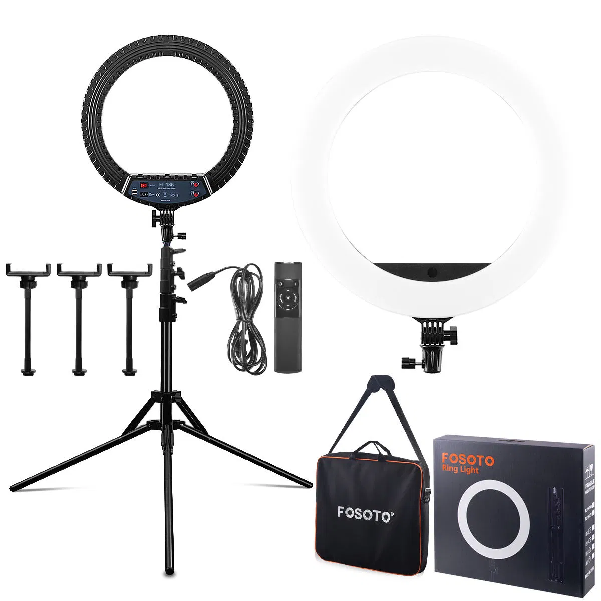 FT-18n 55W High Quality 18inch Selfie Lamp LED Ring Light Beauty Ring Light with Tripod Stand 3 Phone Holder for Video Tiktok