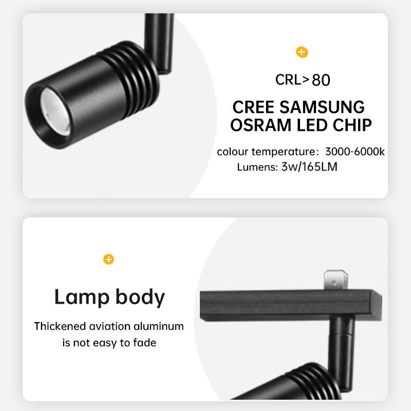 Adjustable Focus Mini LED Track Light, Jewelry Museum Display Cabinet Spotlight