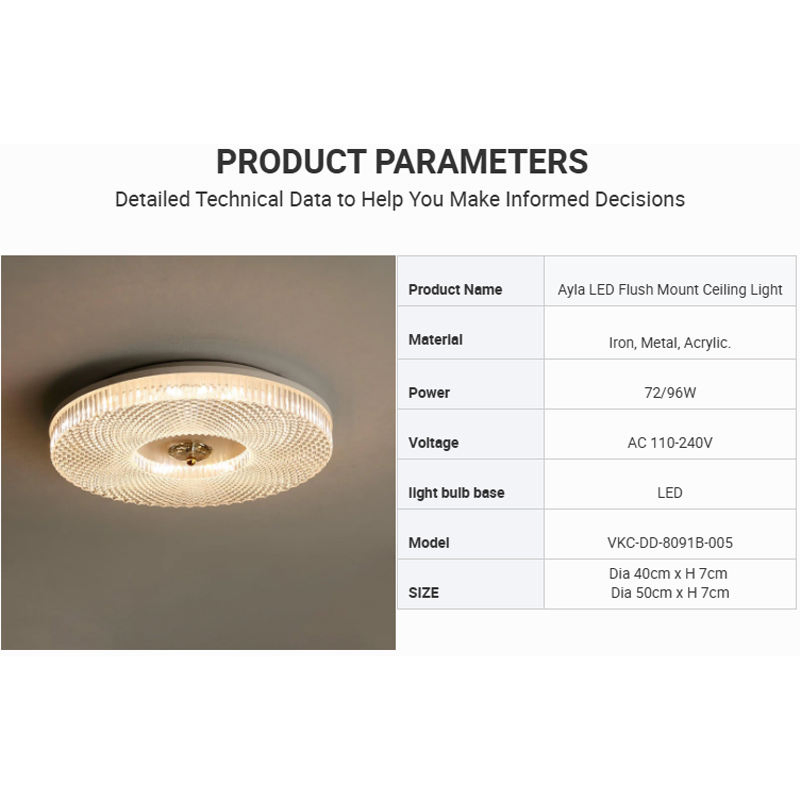 Luxury Modern Crystal Effect Acrylic Bedroom LED Ceiling Lamp Wholesale OEM Factory Direct Ayla LED Flush Mount Ceiling Light