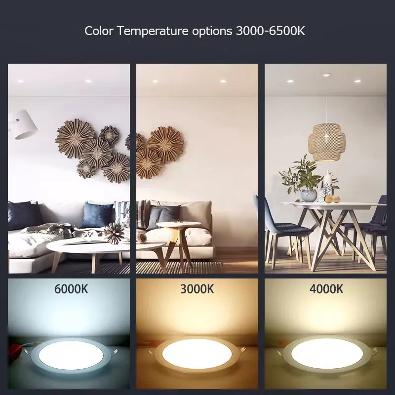 110V 220V Dimmable Thin Round SMD LED Luminaires Recessed Lighting 6 Inch 4 Inch Ceiling Slim Panel LED Pot Light