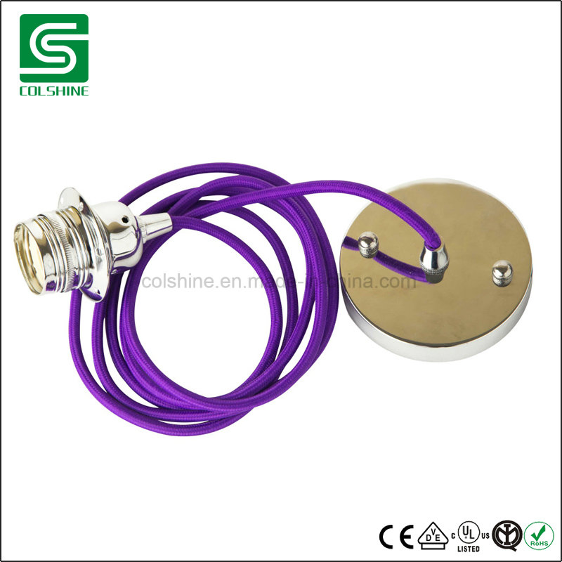 E27 Indoor Matel Ceiling Pendant Lamp Light with Fabric Wire