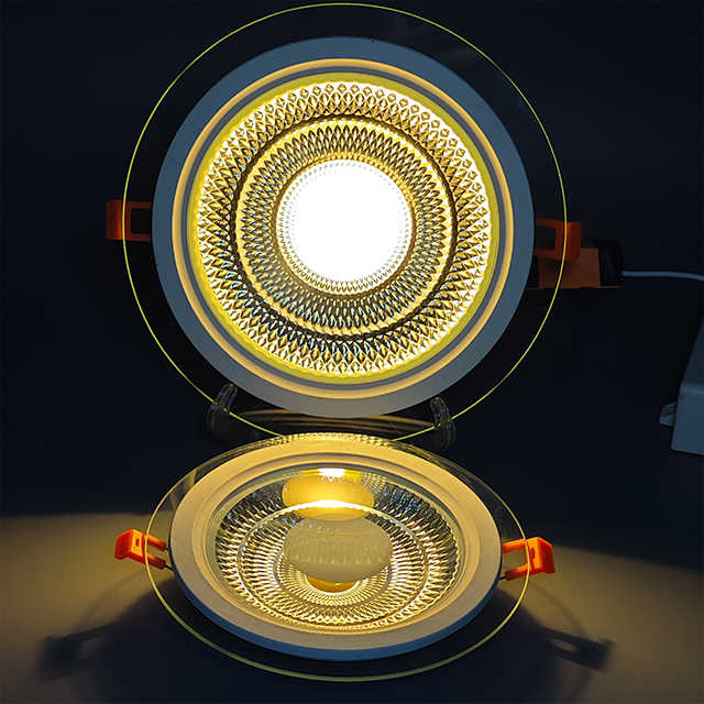 Hot Selling Slim Glass Recessed 6W 9W 12W 18W 24W 30W Double Color LED Glass Panel Light
