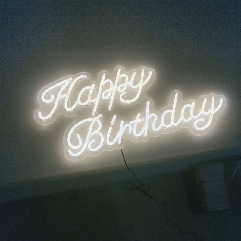 Wholesale Custom Flex DIY Happy Birthday LED Advertising Open Neon Night Light Sign for Wedding Bar Party Decoration