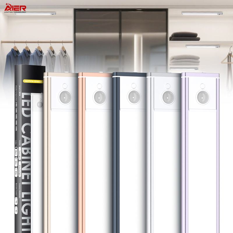Ultra-Thin Indoor 5V USB 5 Color Rechargeable Kitchen Under Cabinet Lighting Dimmable Closet Wardrobe LED Motion Sensor Light