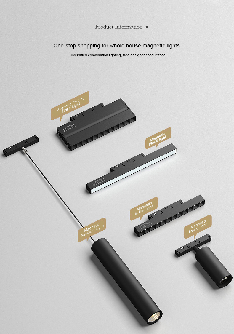 New Designer Modern Recessed Indoor Lighting Folding Grille Flood Pendant Light Linear 12V 24V 48V Magnetic LED Track Light