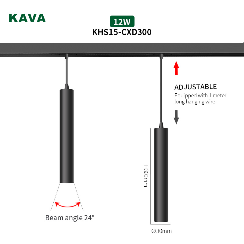 High Lumen Safety Voltage Movable LED 7W Black Thin Rail Pendant Spot Magnetic Track Light Khs15-Cxd300