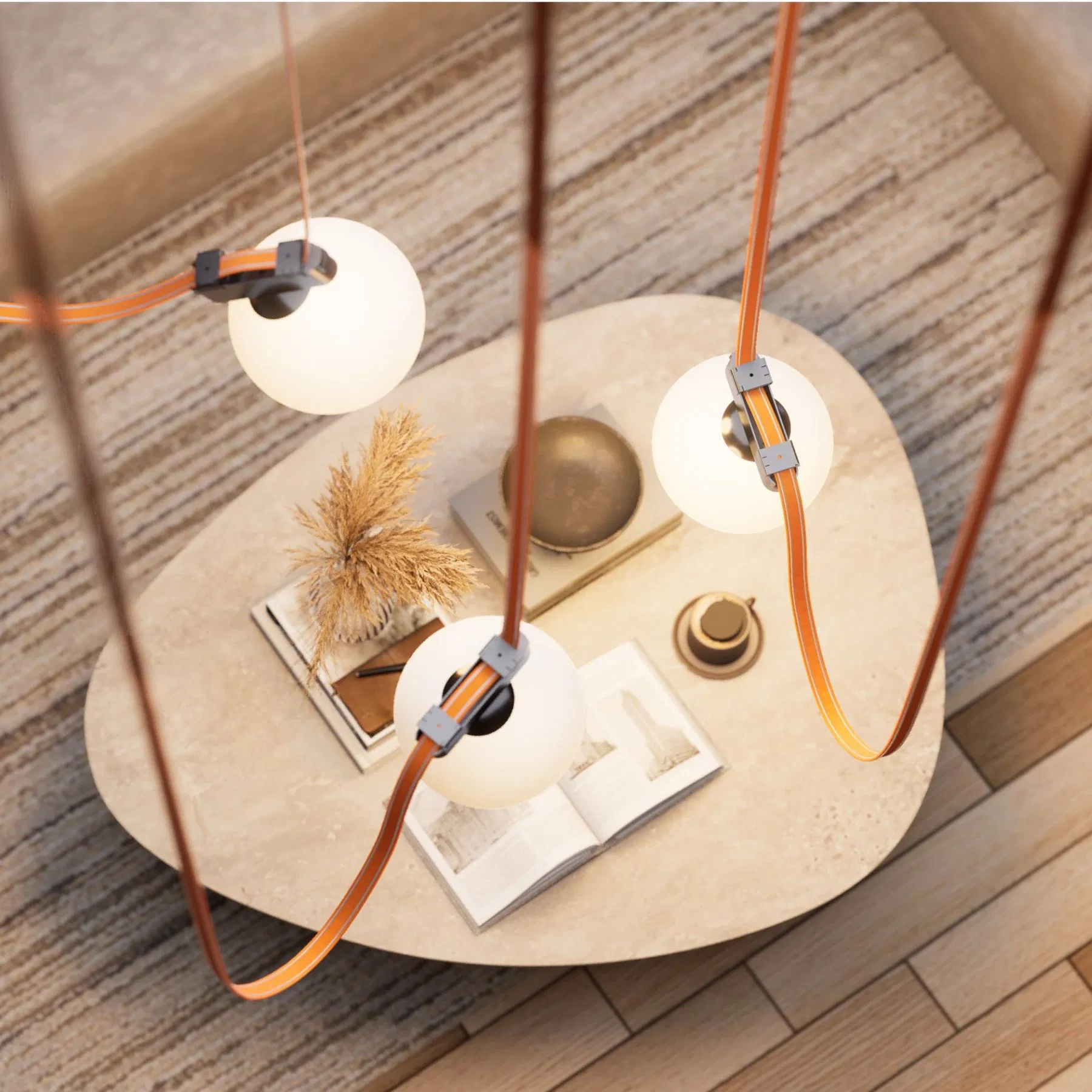 Tuya Bluetooth 2.4G Smart Surface Magnet Track Linear Chandelier Pendant Lamp DC48V Slim Woven Belt LED Ceiling Magnetic Light