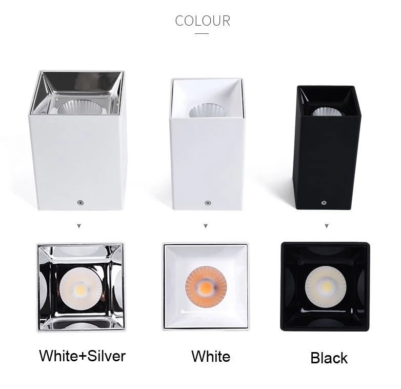High Quality Surface Mounted Spotlight 15W 20W 25W Black White COB Spotlight Square LED Downlight Decorative Ceiling Lamp