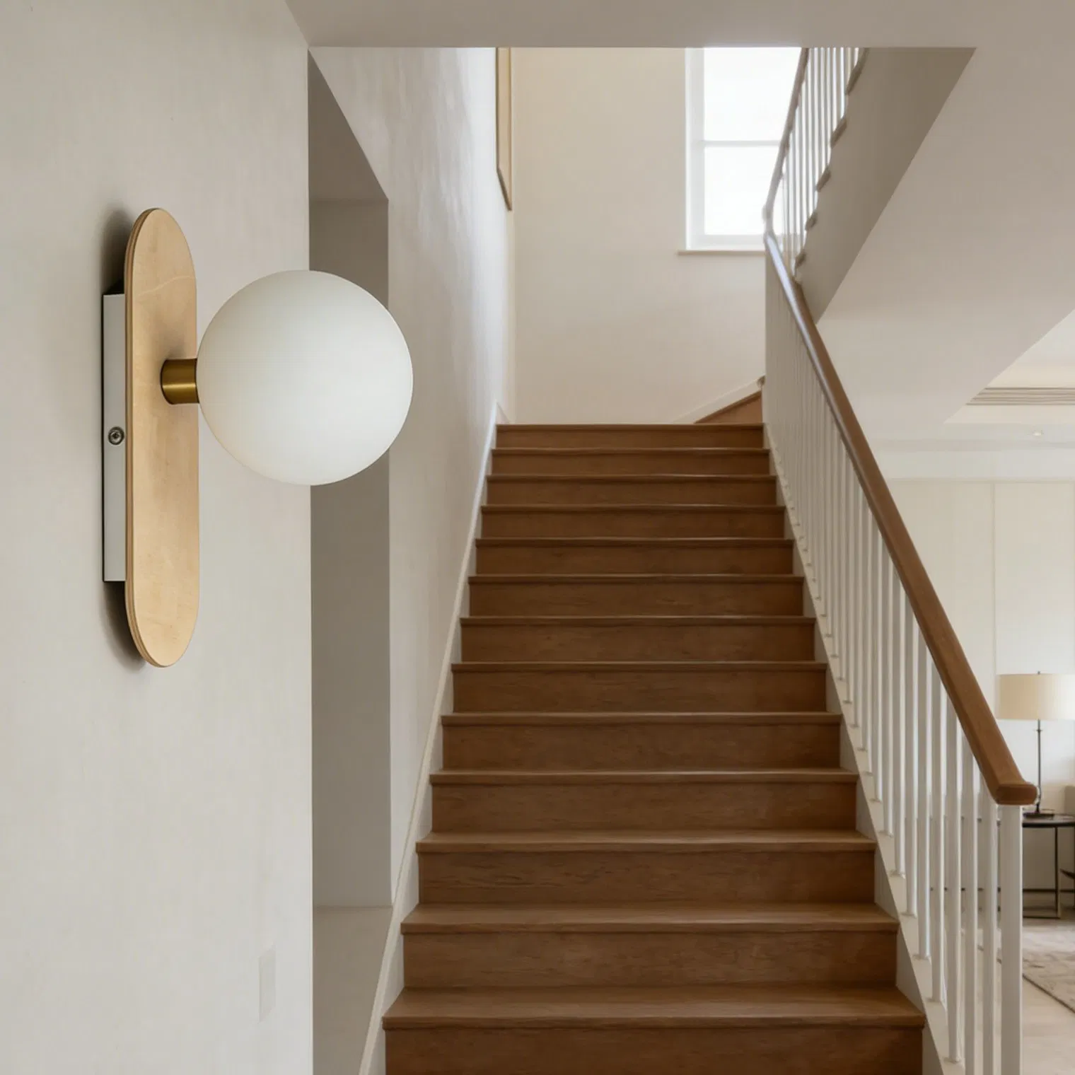 Hisoon Morden Design Brass Home Deco MDF Wooden Glass LED Wall Sconce