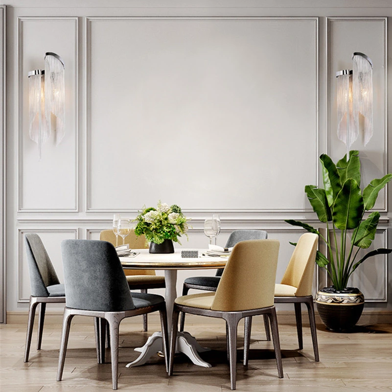 Plate Aluminium Tassel LED E14 Wall Scones D23 H60cm Chrome Stream Wall Sconce (WH-OR-197)