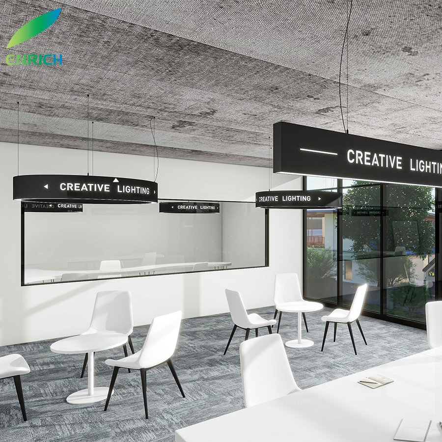 Customize Size Aluminum Ring LED Chandelier SMD LED Ring Logo Letters LED Pendant Light for Ballroom Bank Office