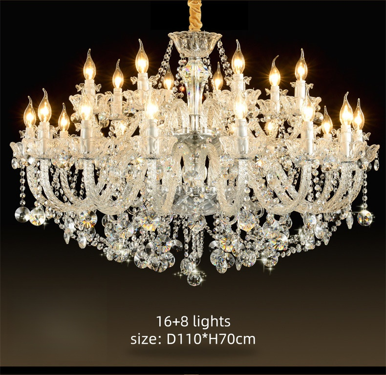 Custom Elegant Chrome Glass Crystal Chandelier Interior Lighting Fixture Hanging Pendant Lights