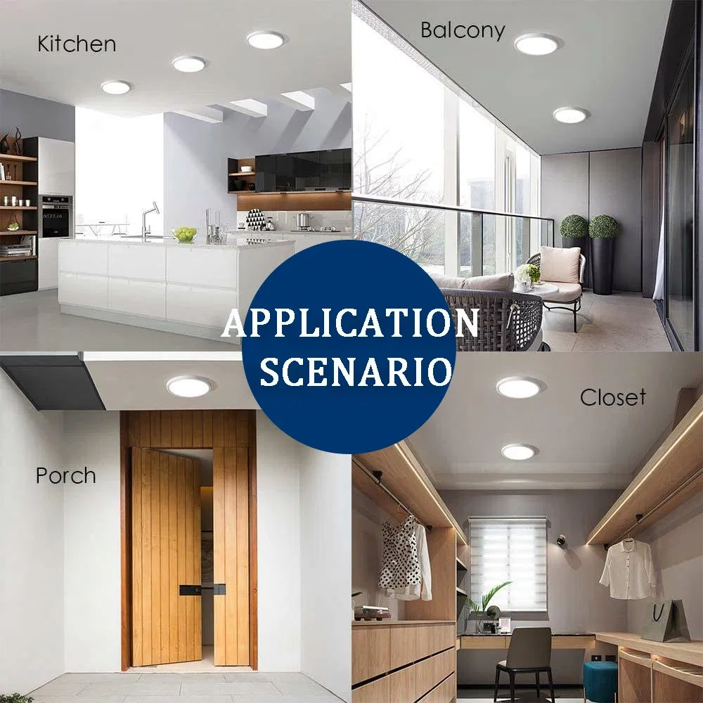 Easy Install Flush Mount White Black Round Mirror Lamp Kitchen Bedroom Hallway Dimmable LED Ultra Thin Ceiling Light