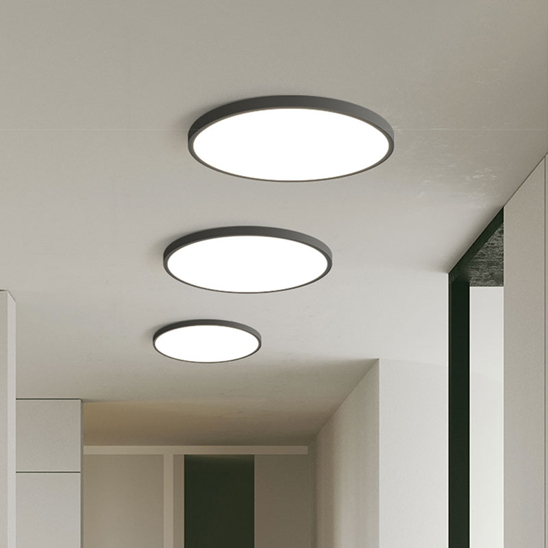 Easy Install Flush Mount White Black Round Mirror Lamp Kitchen Bedroom Hallway Dimmable LED Ultra Thin Ceiling Light