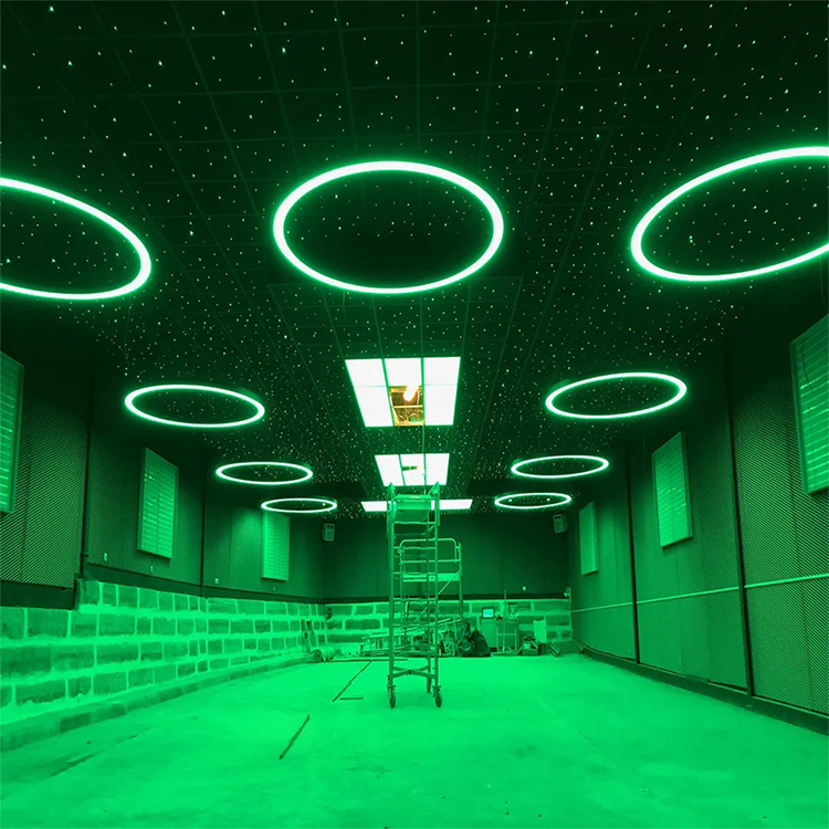 Hot Sale Modern Design Linear Aluminum Office LED Batten up and Down Adjustable Ring LED Pendant Light with RGBW Color for Gym