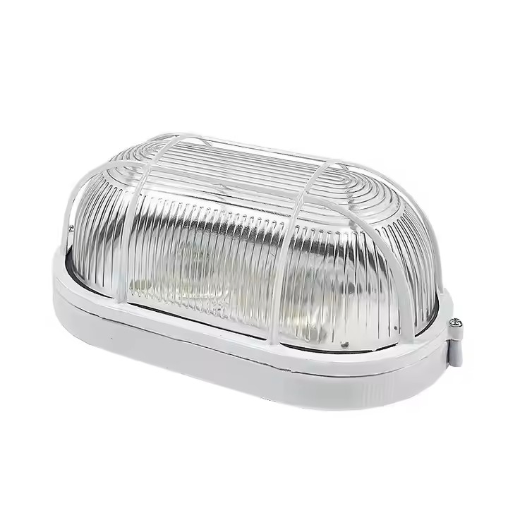 Outdoor Oval LED Nautical Bulkhead Light, Flush Mount for Wall or Ceiling Black Cast Aluminum with Frosted Glass Lens