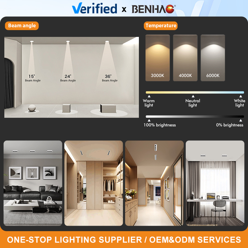 Trimless Recessed Pure White Die-Cast Aluminum Adjustable Dimmable Smart Home Lighting LED 6W 11W Spot Linear Grille Light