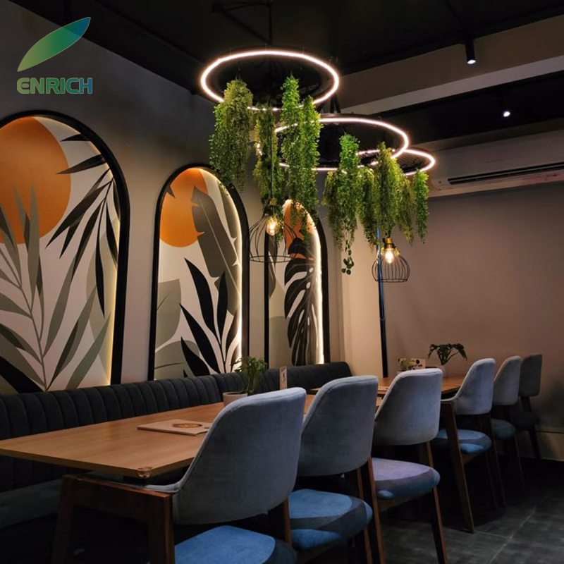 Oval Circular LED Biophilic Light LED Plant Decor Chandelier Pendant for Home Commercial Interior