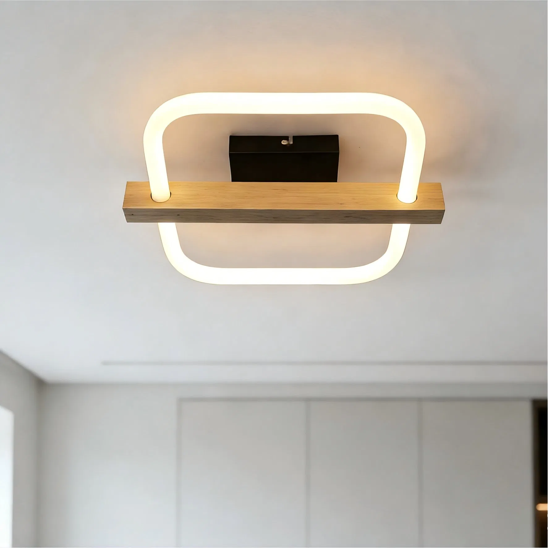 Modern Ring Creative Wooden Design 360-Degree Luminescence LED Ceiling Light