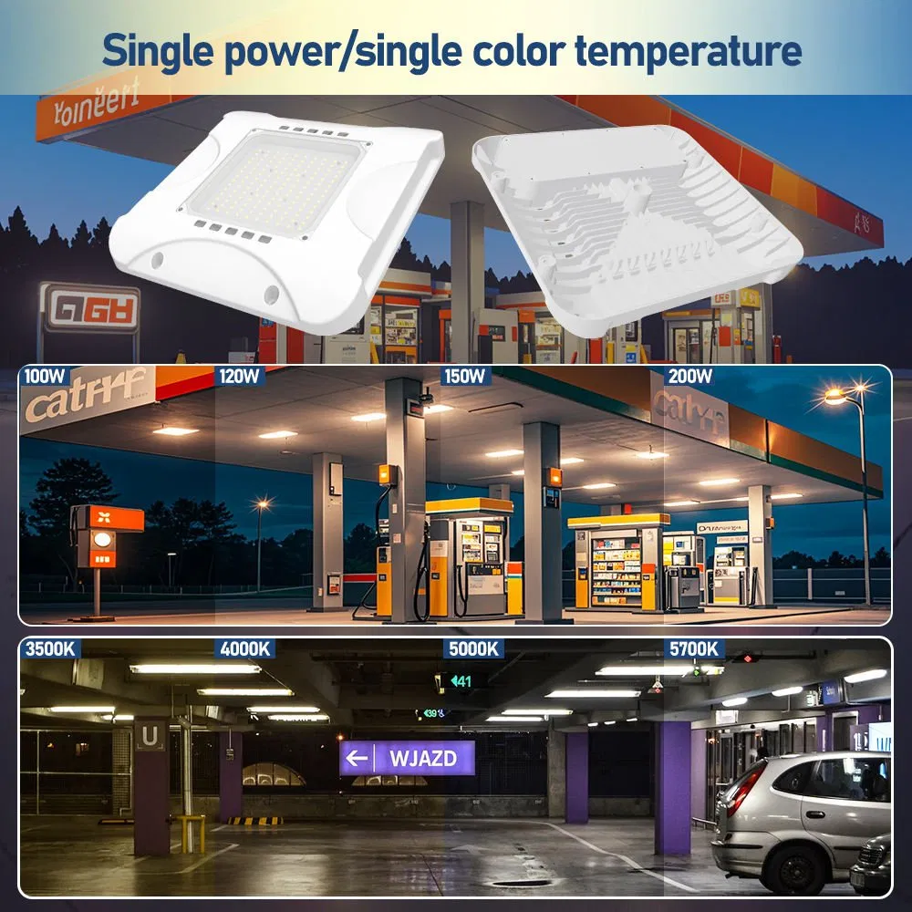 IP65 100W 150W 200W Commercial Lighting Parking Garages Lamp LED Canopy Gas Station Light for Filling Fuel Station