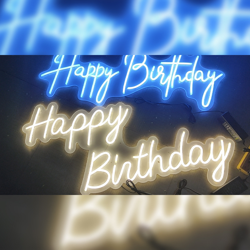 Wholesale Custom Flex DIY Happy Birthday LED Advertising Open Neon Night Light Sign for Wedding Bar Party Decoration