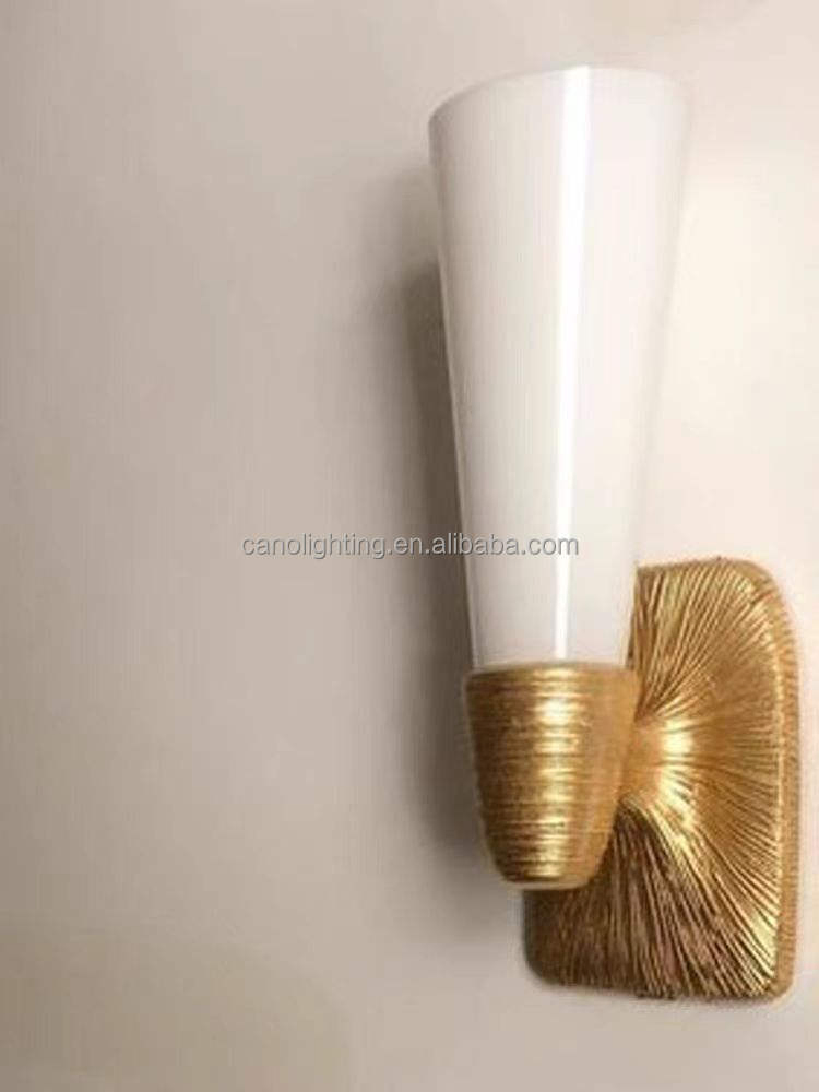 Brass Wire Glass Lampshade LED Wall Lamp Indoor Hotel Decoration Wall Sconce