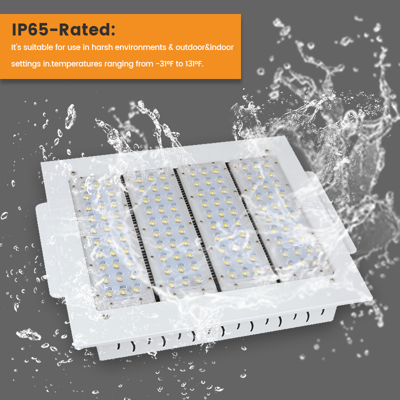 Aluminum 5 Years Warranty Outdoor 100W 150W 200W 250W 300W Gas Station LED Canopy Light for Petrol Station Outdoor Ceiling