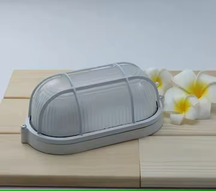 Outdoor Oval LED Nautical Bulkhead Light, Flush Mount for Wall or Ceiling Black Cast Aluminum with Frosted Glass Lens