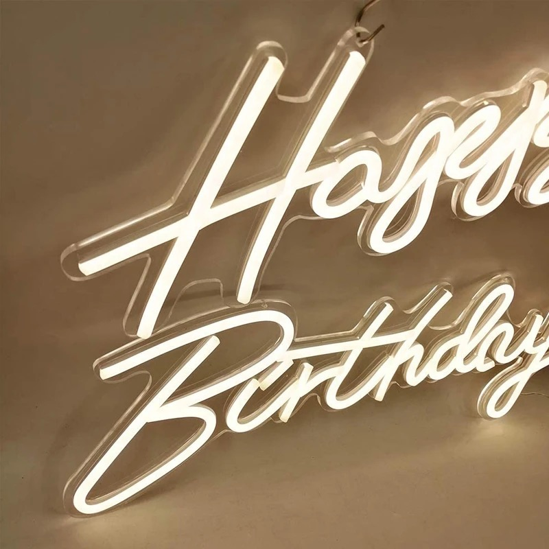 EU Us Happy Birthday PVC Waterproof LED Neon Light Advertising Use Flex Neon Custom Neon Sign