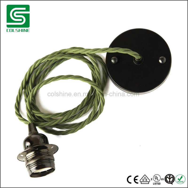 E27 Indoor Matel Ceiling Pendant Lamp Light with Fabric Wire