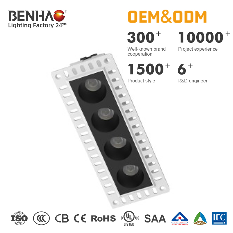 Trimless Recessed Pure White Die-Cast Aluminum Adjustable Dimmable Smart Home Lighting LED 6W 11W Spot Linear Grille Light