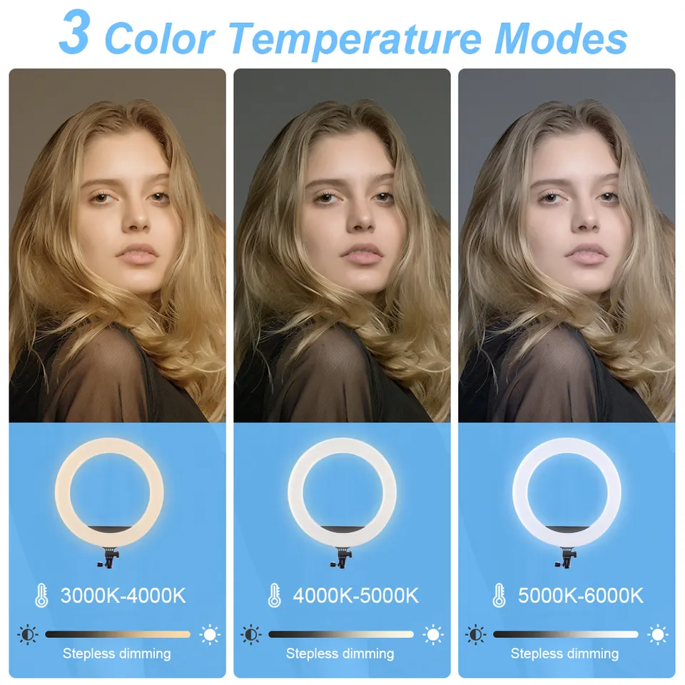 FT-18n 55W High Quality 18inch Selfie Lamp LED Ring Light Beauty Ring Light with Tripod Stand 3 Phone Holder for Video Tiktok