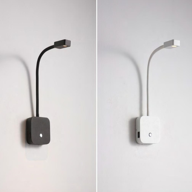 Wall Sconce with Touch-on Button and Flexible Head Wire LED Reading Lamp for Bedroom