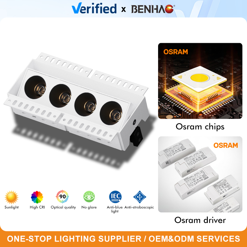 Trimless Recessed Pure White Die-Cast Aluminum Adjustable Dimmable Smart Home Lighting LED 6W 11W Spot Linear Grille Light