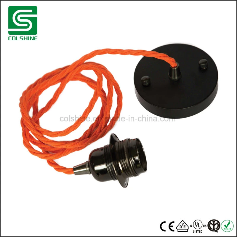 E27 Indoor Matel Ceiling Pendant Lamp Light with Fabric Wire