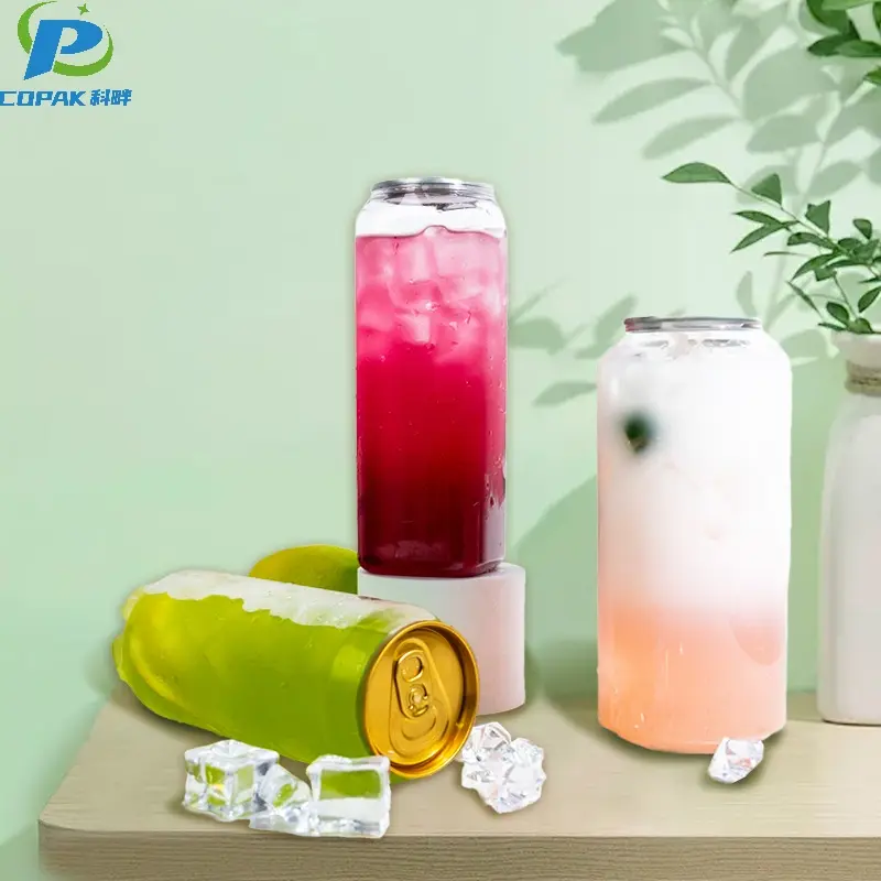 Custom design PET soda cans with lids