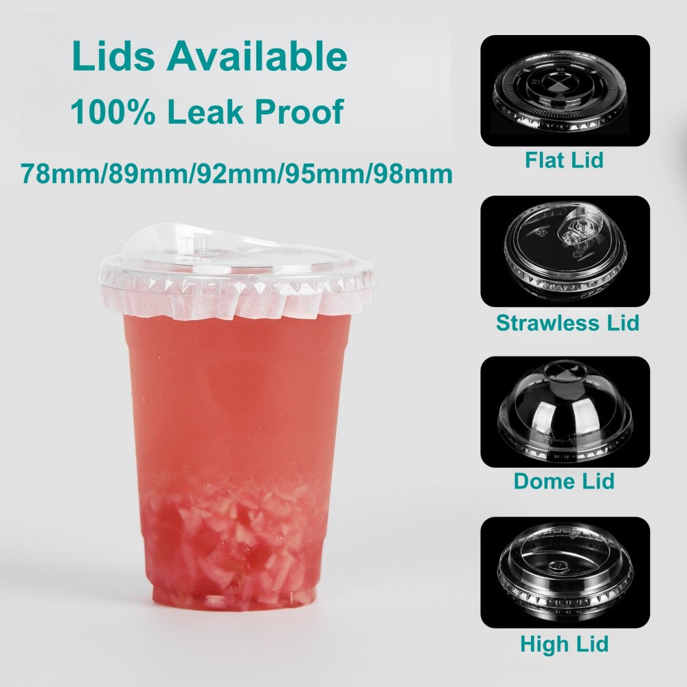 78mm custom design PET cold cups with lids