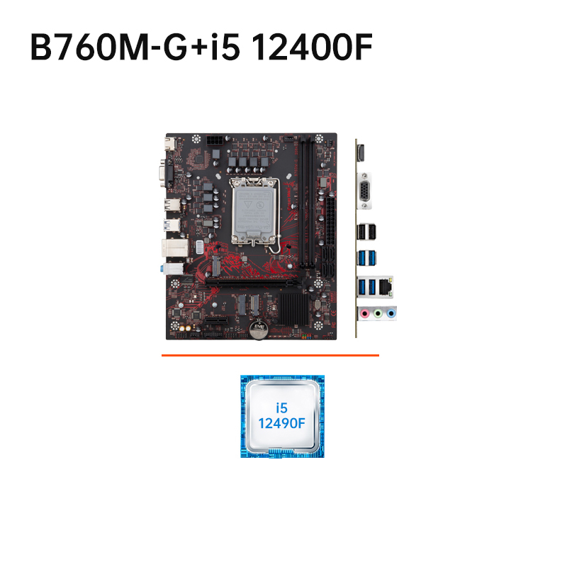 Computer Motherboard B760M-G I5 12400F DDR4 Xianglong 400 Combat Edition CPU Processor Compatible with LGA1700 Slot DDR4