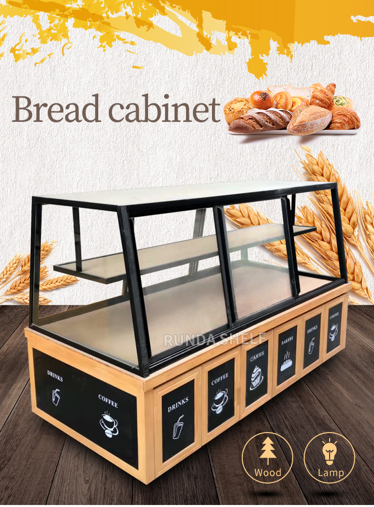 Supermarket Bakery Store Retail Single-Sided Wood Bread Display Stand Rack Light Duty Metal Shelf