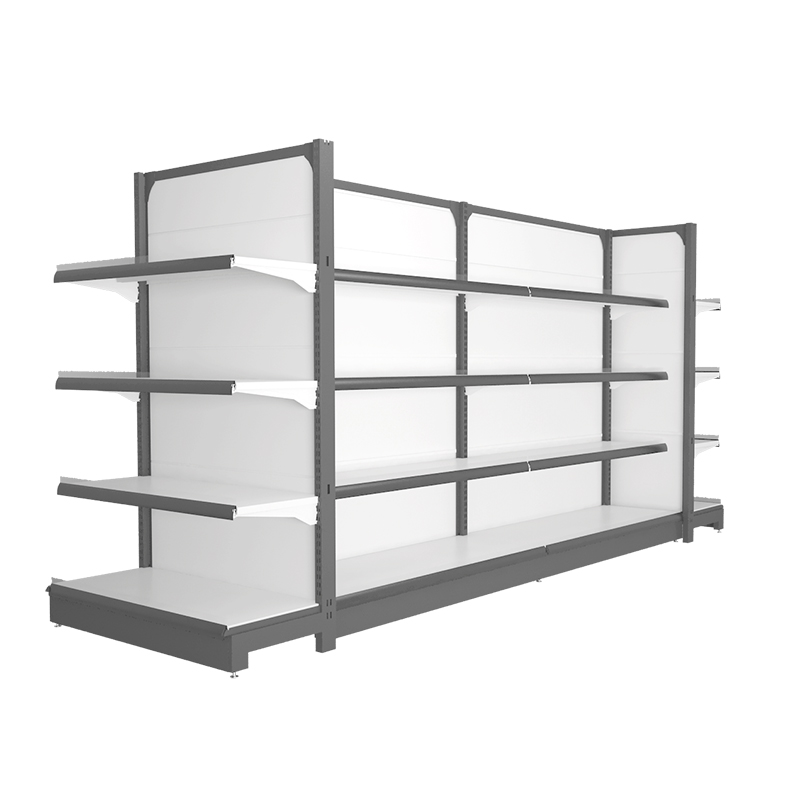 Runda 18# Metallic Light Duty Freestanding Single Sided Supermarket Display Shelves for Grocery Store & Chinese Tea Retail