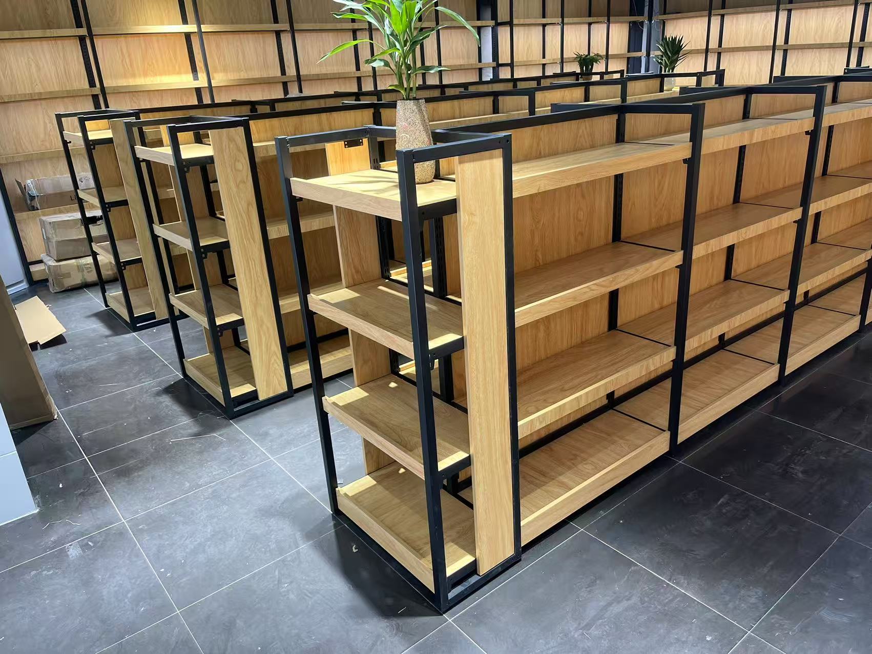 Multi-Layer Display Shelves Steel and Wood for Boutique Stores Specialty Stores Tobacco Shops Hotels Supermarket Racks