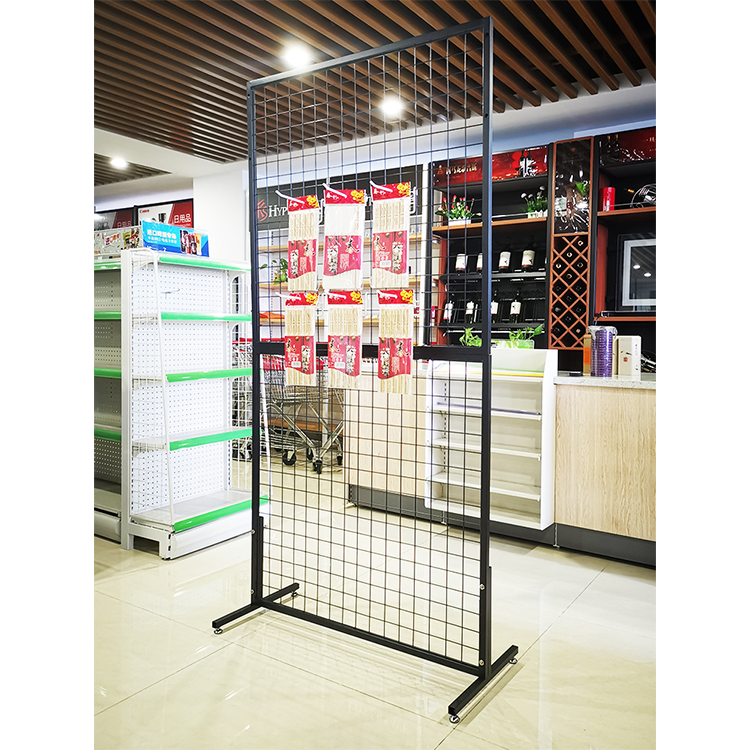 Single-Sided Metal Grid Wall Panel for Display and Store Steel Display Rack Stand for Supermarkets and Stores