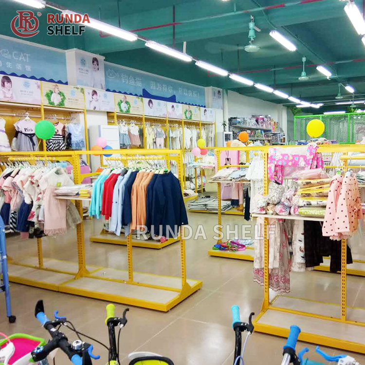 Light Duty Single-Sided Metallic Clothing Rack Nesting Table Clothes Shelving for Apparel Retail Garment Display Furniture for