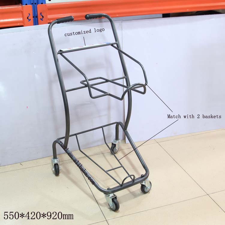 Australia-Style Foldable Metallic Shopping Trolley/Toy Cart with Steel Mechanism Unfolding Feature 2 Baskets Power Coating