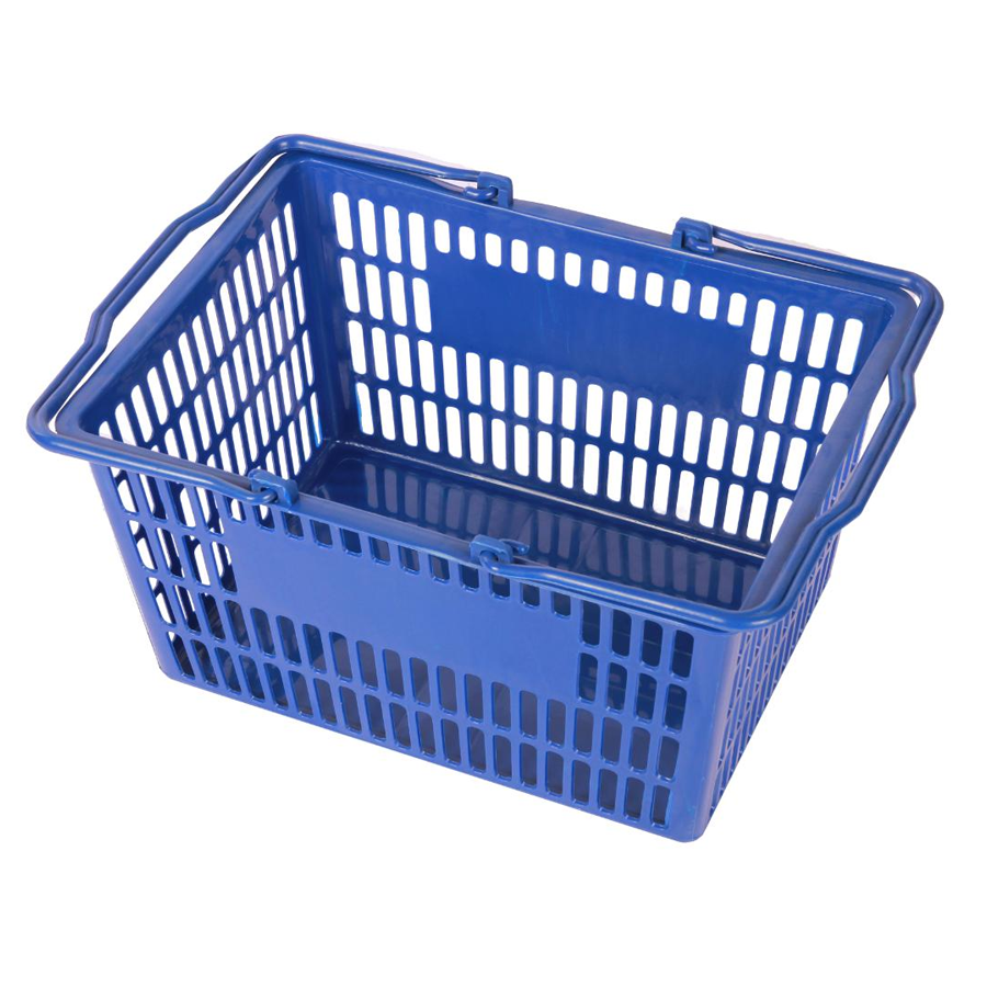Supermarket High Quality Pink Stackable Shopping Basket Red Blue Green Plastic Stocked PP Shopping Cart